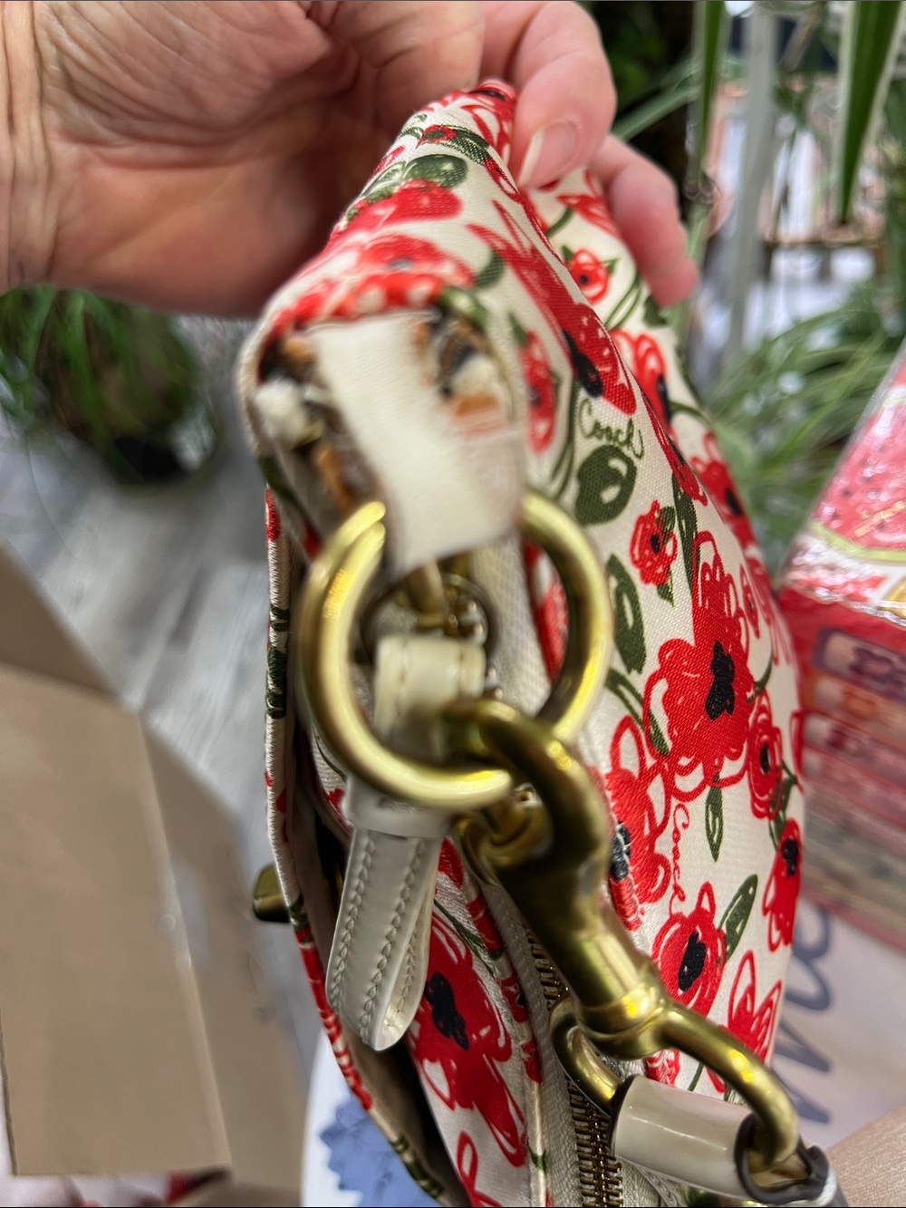Coach Floral Crossbody Bag - Red Poppy Print - Picture 2 of 7